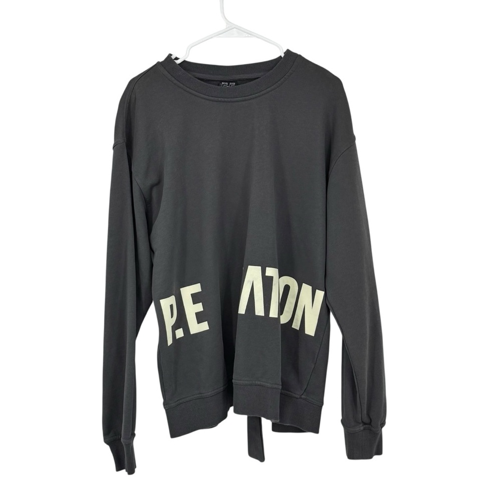 Women’s P.E. Nation Size Small Gray/Cream Sweatshirt w Open Back & Buckle Tie
